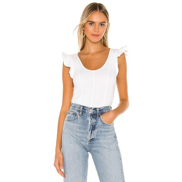 Free People Tops - Free People Fleur Ruffled Top White NWT L